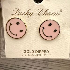 Sol Blanc Designs Pink Smiley Face Stud Earrings